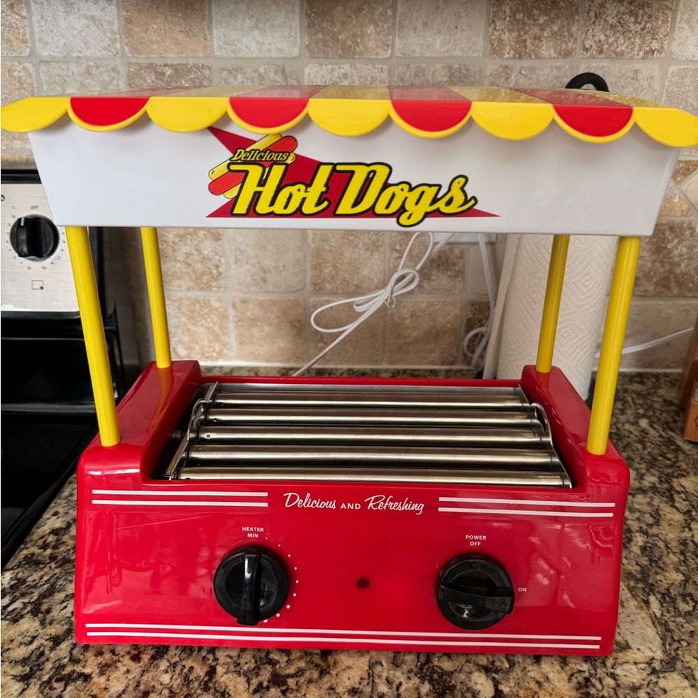 Paragon Hot Dog Roller Machine - Red and Yellow